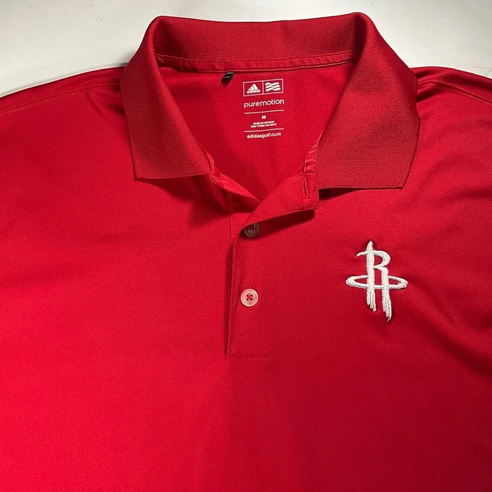 Adidas Puremotion Houston Rockets Golf Polo Shirt Mens Medium Red NBA Basketball